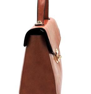 Python Snake Skin Twist Lock Flap Briefcase Satche